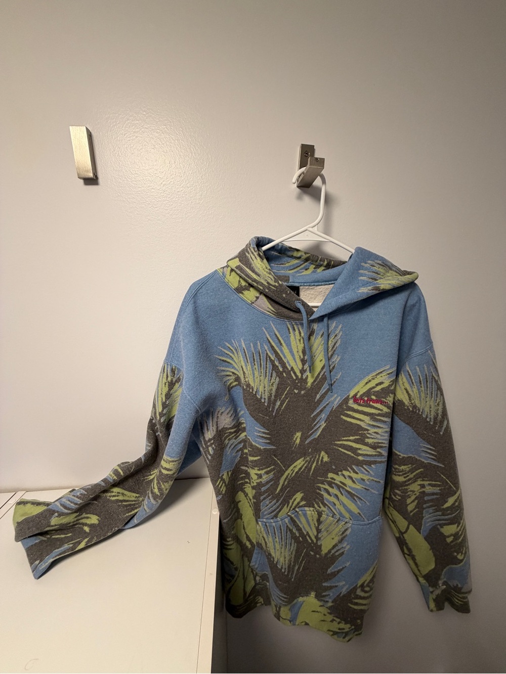 Urban Outfitters Blue & Olive Palm Print Hoodie